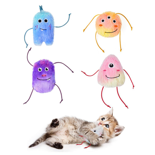 Potaroma Cat Toys 4 Pack Monster Design with Catnip Crinkle Sound, Soft and Durable