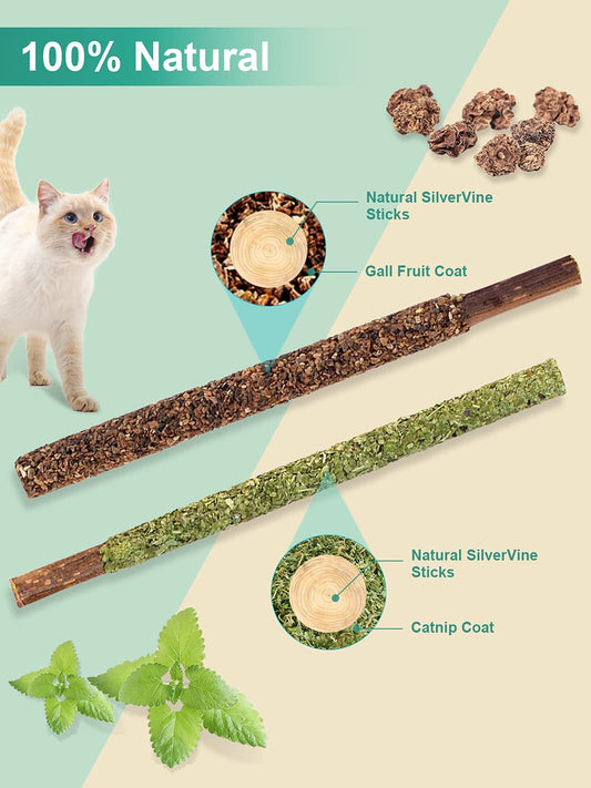 Potaroma 12Pcs Natural Silvervine Sticks Catnip Sticks
