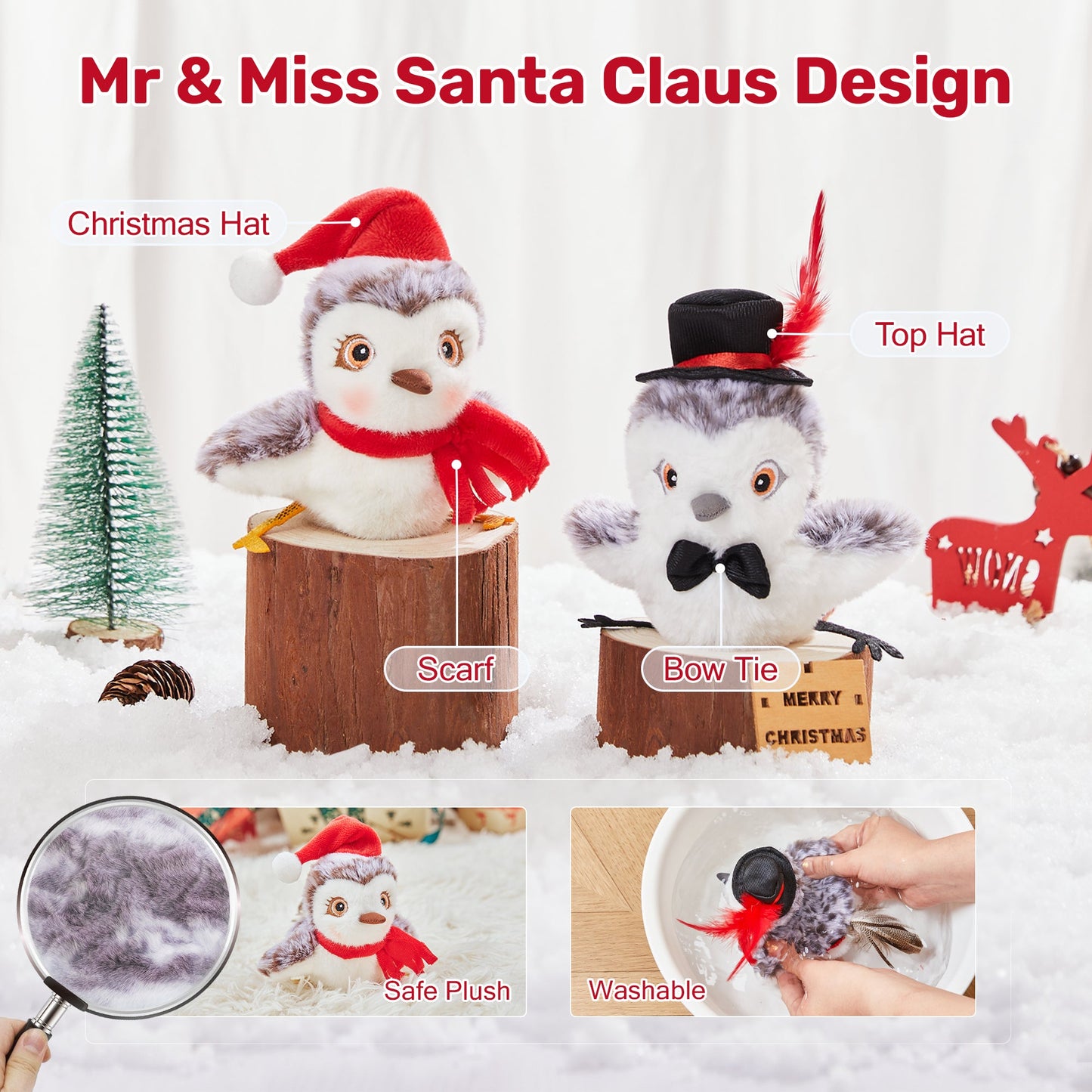 Potaroma Cat Toys 2 Pcs Flapping Sandpiper Pair-Mate Christmas