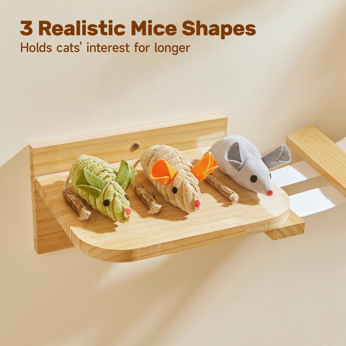 Potaroma Cat Toys 3Pcs Squeak Mice, Mouse-shaped cat toys