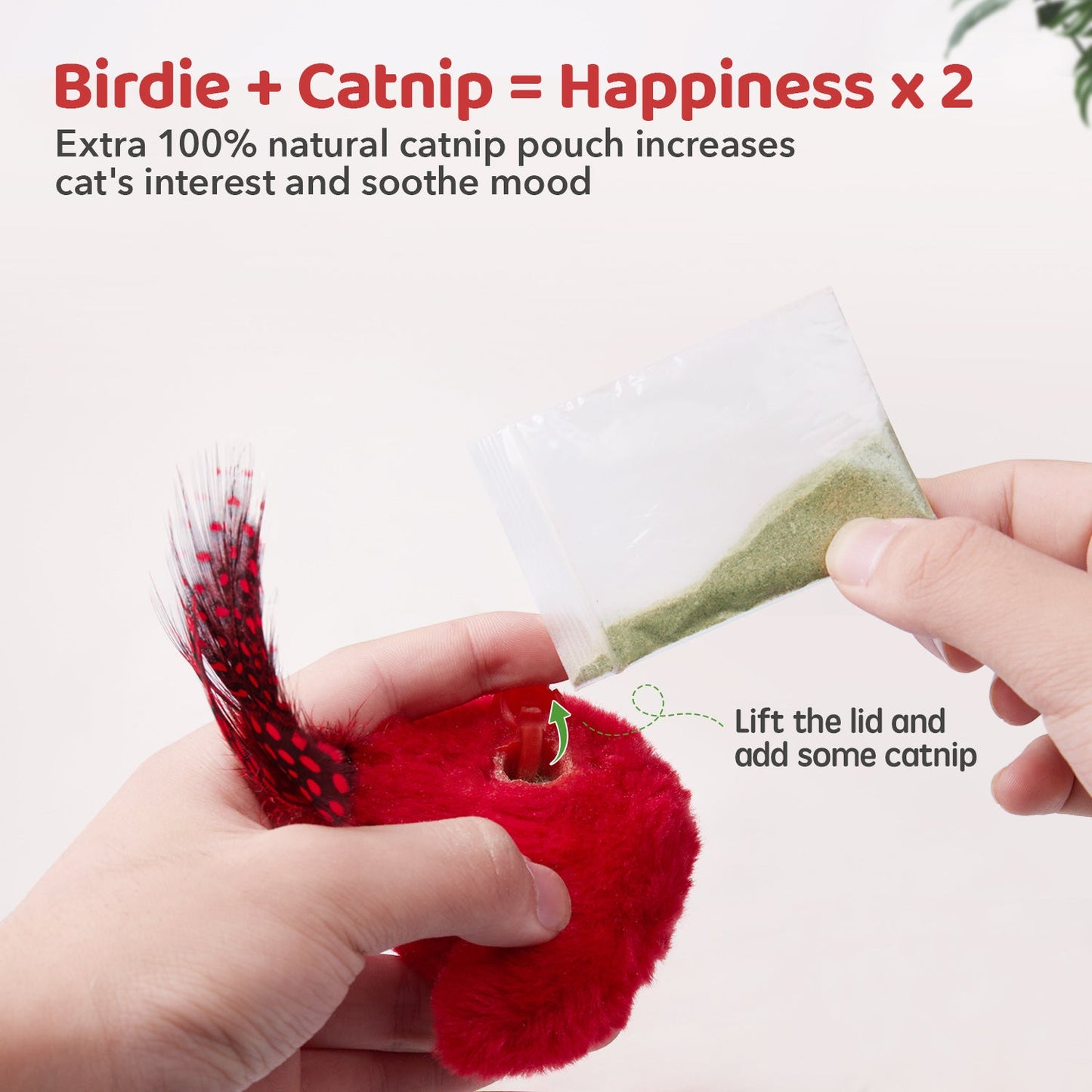 Potaroma Cat Toys Chirping Birds 2 Pcs: Sparrow & Northern Cardinal