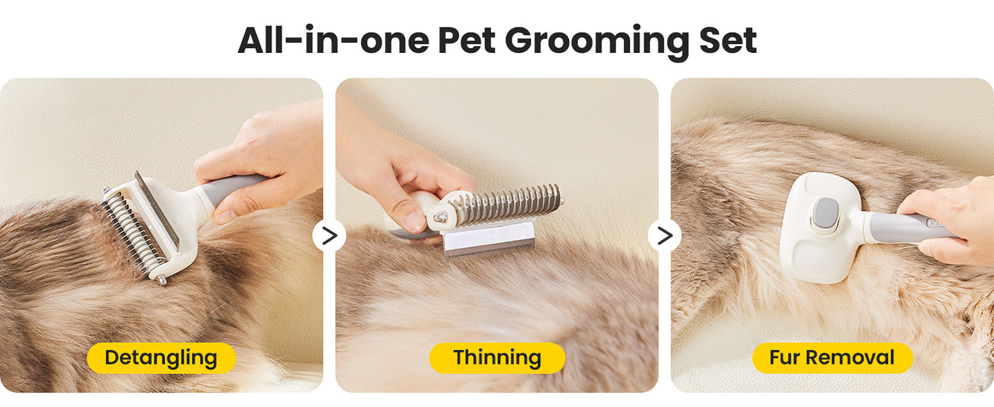 Potaroma 3 in 1 Dog Cat Grooming Brush, Double-Sided Deshedding