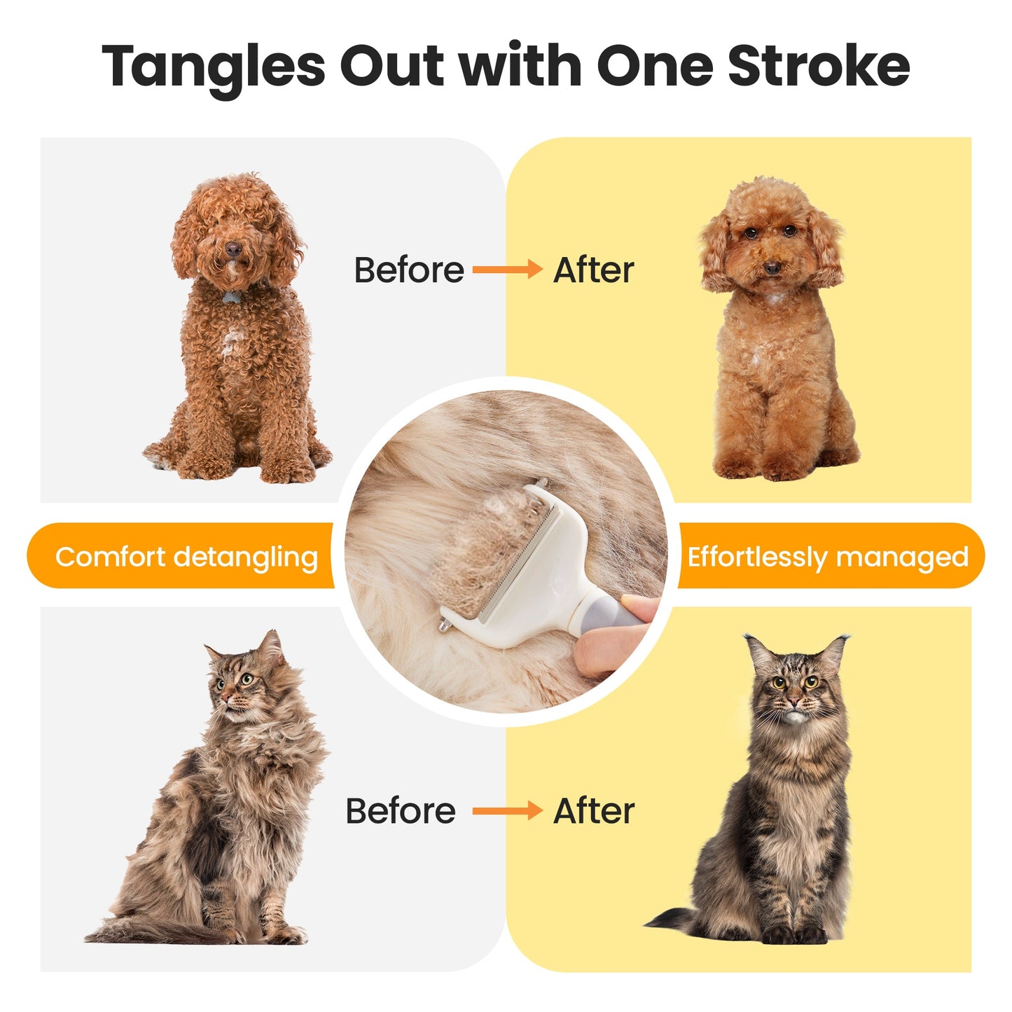 Potaroma 3 in 1 Dog Cat Grooming Brush, Double-Sided Deshedding