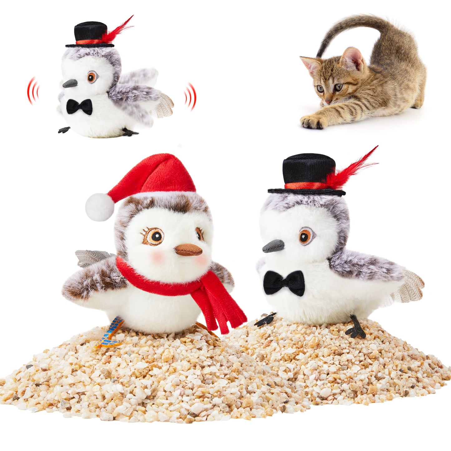 Potaroma Cat Toys 2 Pcs Flapping Sandpiper Pair-Mate Christmas