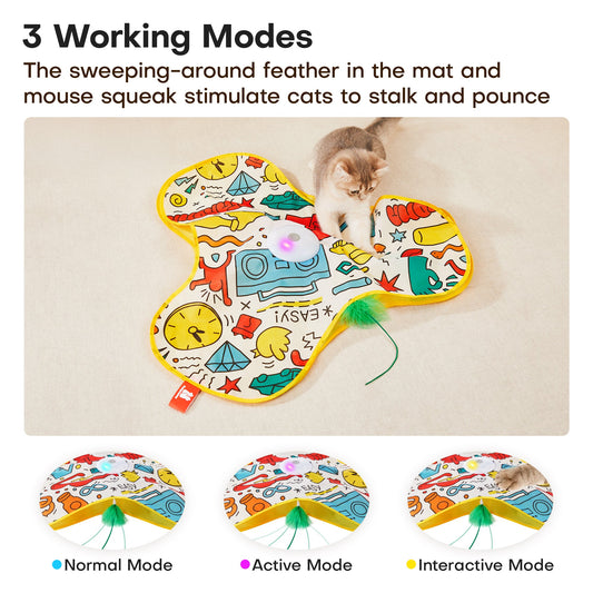 Potaroma Cat Feather Toys Interactive, Unpredicatable in-The-Cover Moving Feather Graffiti Cover