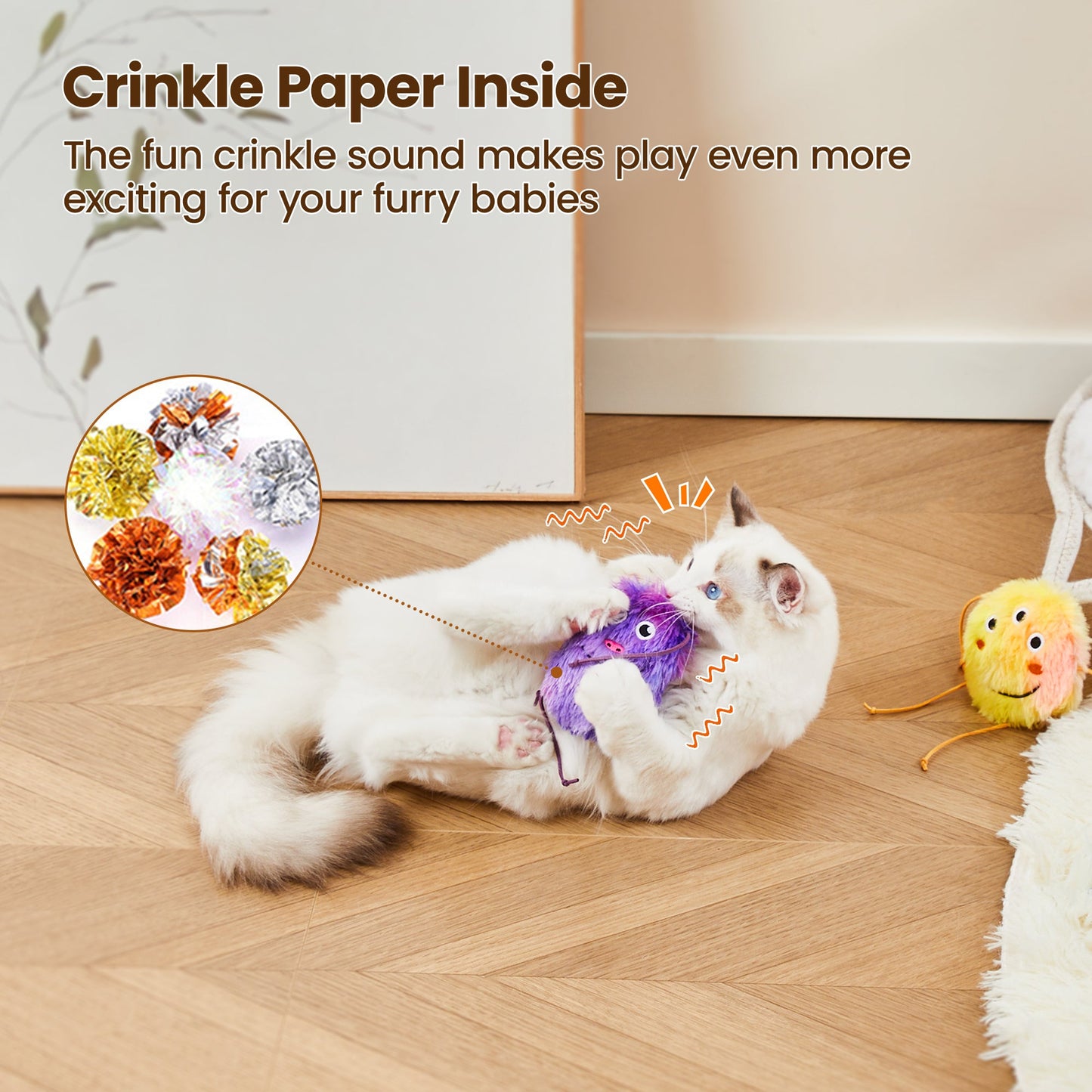 Potaroma Cat Toys 4 Pack Monster Design with Catnip Crinkle Sound, Soft and Durable