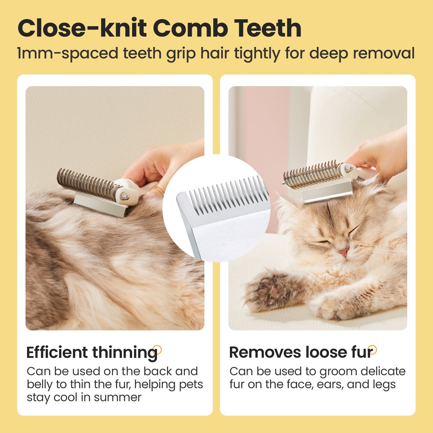 Potaroma 3 in 1 Dog Cat Grooming Brush, Double-Sided Deshedding