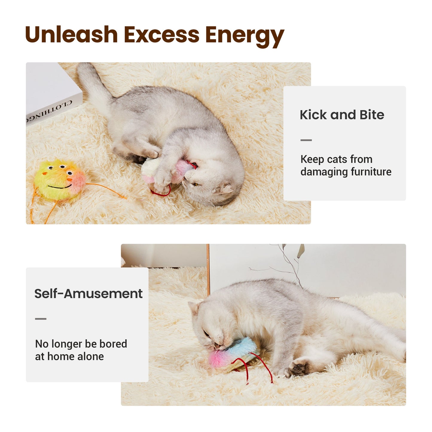 Potaroma Cat Toys 4 Pack Monster Design with Catnip Crinkle Sound, Soft and Durable