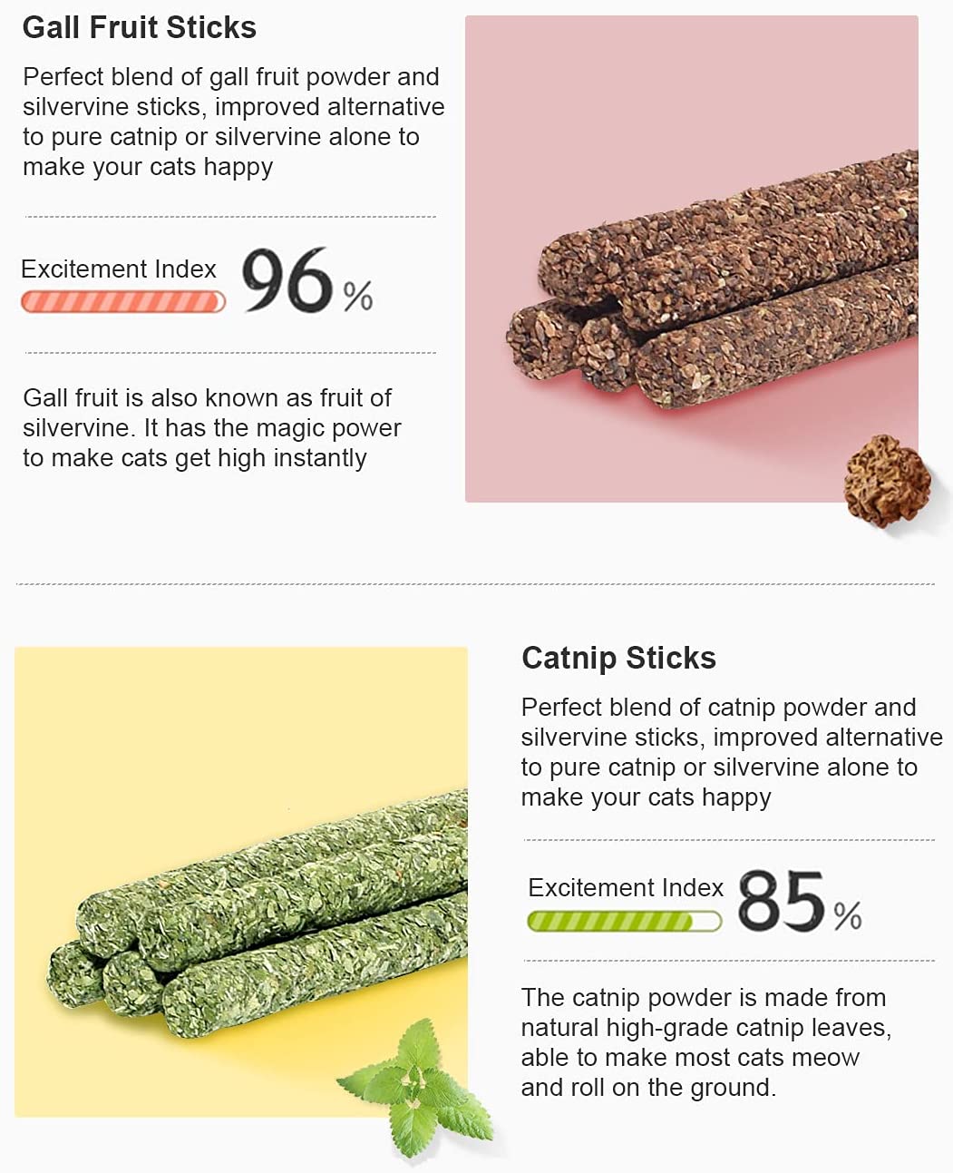 Potaroma 12Pcs Natural Silvervine Sticks Catnip Sticks