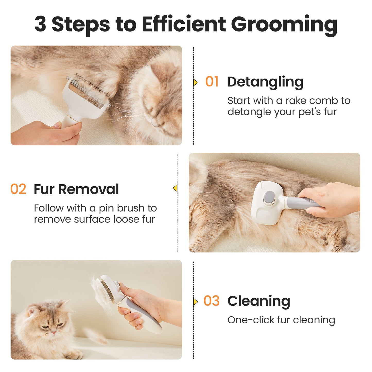 Potaroma 3 in 1 Dog Cat Grooming Brush, Double-Sided Deshedding