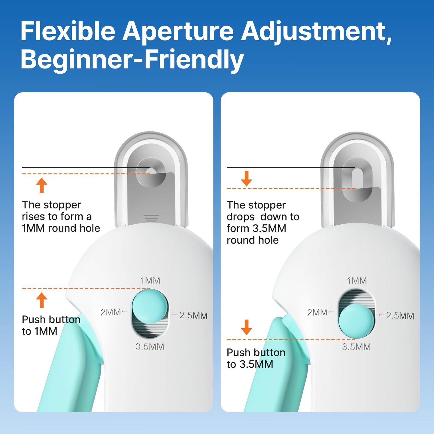 Potaroma Cat Nail Clipper with Adjustable 3-Size Trimming Hole & Hidden Nail File | Safe Toenail Trimmer for Kittens & Indoor Cats | Anti-Splash Claw Cutter for Pet Grooming (Blue)