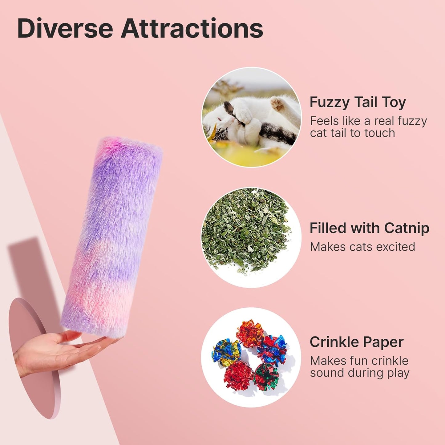 Potaroma Cat Toys Cat Pillows, Set of 3 Soft and Durable Cat Crinkle Sound Catnip Toys