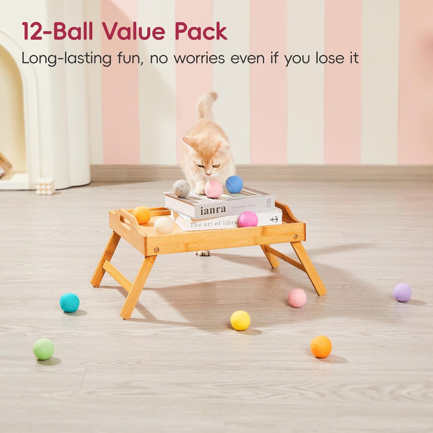 Potaroma 12 Pcs Quiet Play Felt Cat Ball Toys with Catnip