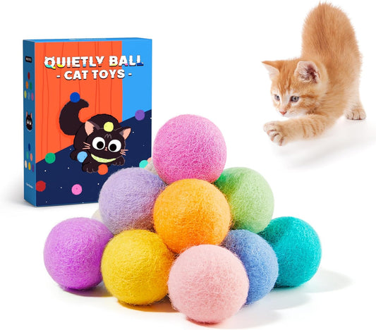 Potaroma 12 Pcs Quiet Play Felt Cat Ball Toys with Catnip