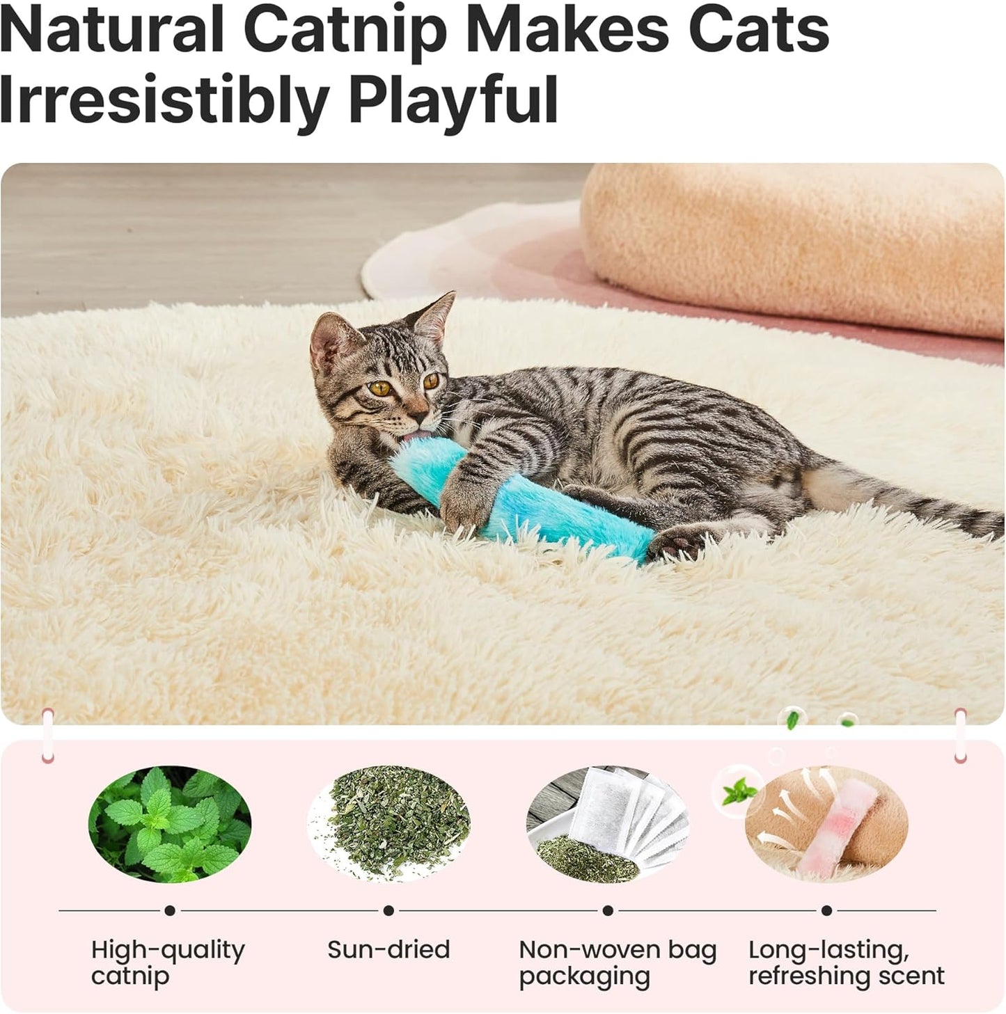 Potaroma Cat Toys Cat Pillows, Set of 3 Soft and Durable Cat Crinkle Sound Catnip Toys