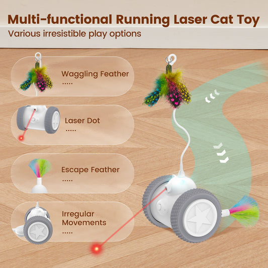 Potaroma Cat Laser Toys Interactive 3in1, Rechargeable, Automatic Moving Wheels