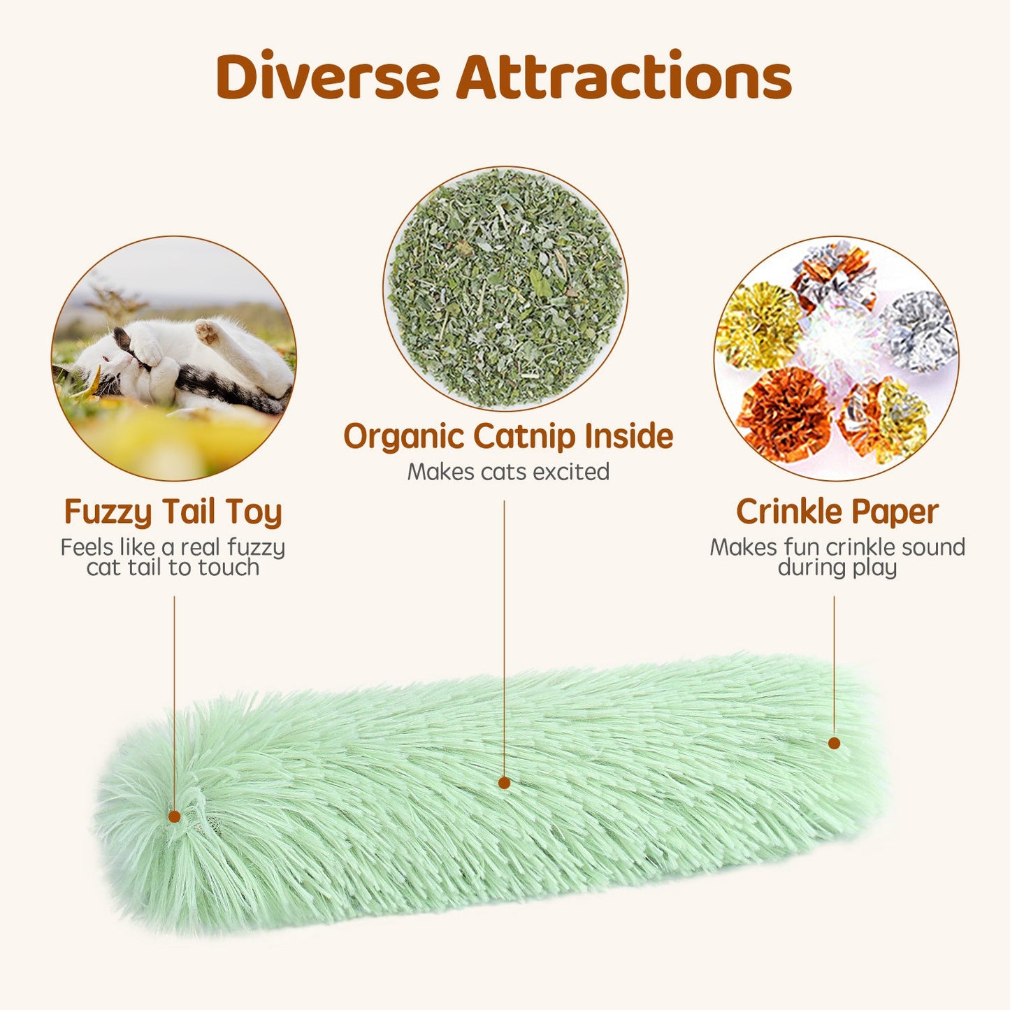 Potaroma 3-Pack Catnip Crinkle Kicker Plush Toys