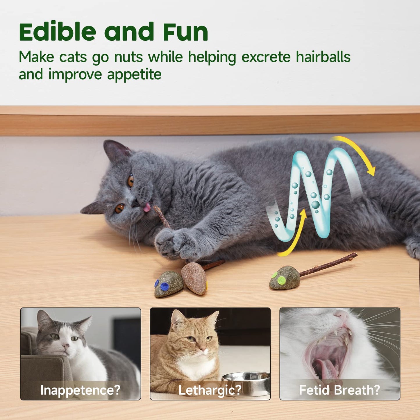 Potaroma Cat Toys 3 Pcs Catnip Mice Lollipops