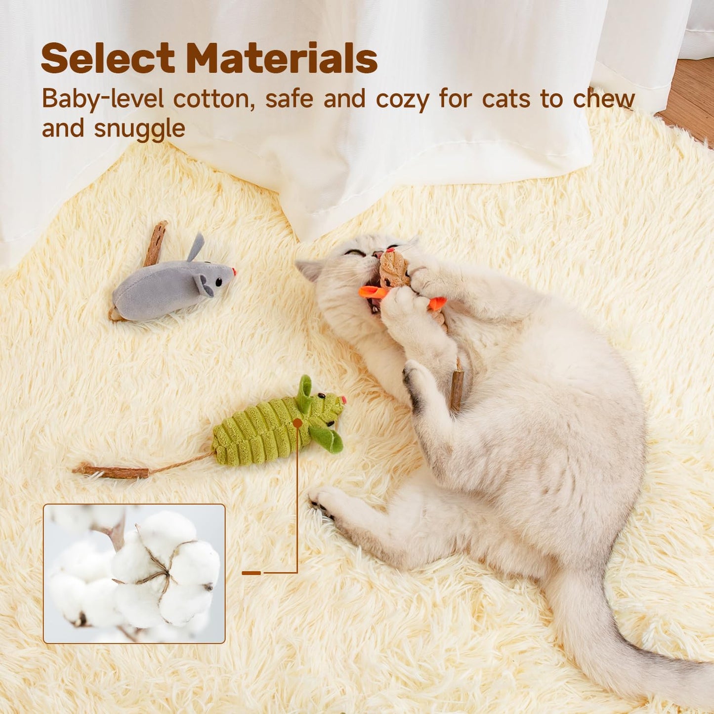 Potaroma Cat Toys 3Pcs Squeak Mice, Mouse-shaped cat toys