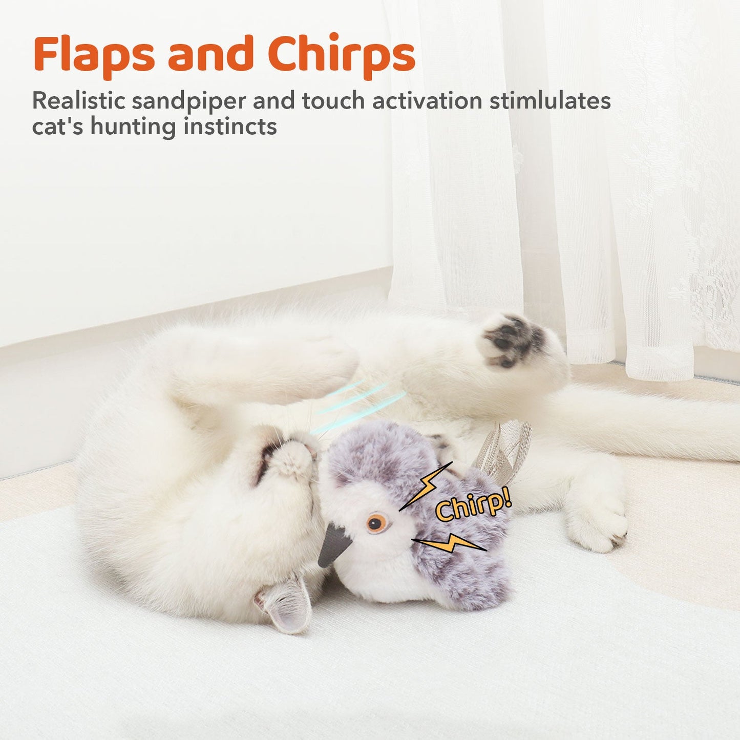 Potaroma Cat Toy Rechargeable Flapping Bird Sandpiper