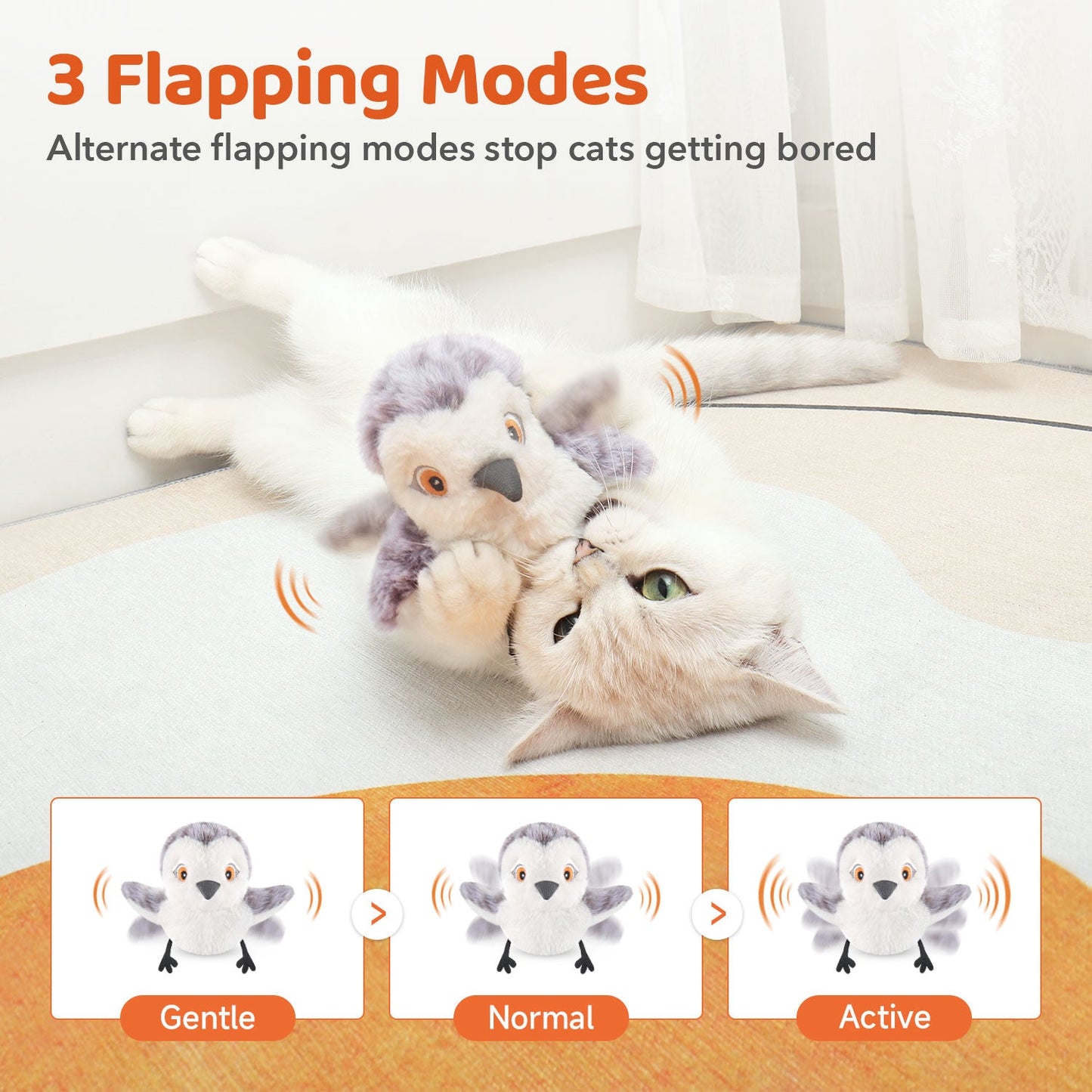 Potaroma Cat Toy Rechargeable Flapping Bird Sandpiper