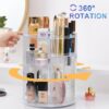 360° Rotating Acrylic Makeup Organizer – Spinning Cosmetic Storage for Lipstick, Brushes & Skincare
