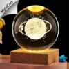 Crystal Ball with Wooden Base & LED Light - 80mm Healing Sphere for Meditation, Decoration & Energy Work
